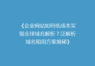 《企业网站如何低成本实现全球域名解析？泛解析域名租用方案揭秘》