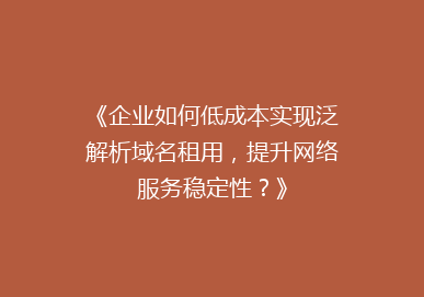 《企业如何低成本实现泛解析域名租用，提升网络服务稳定性？》