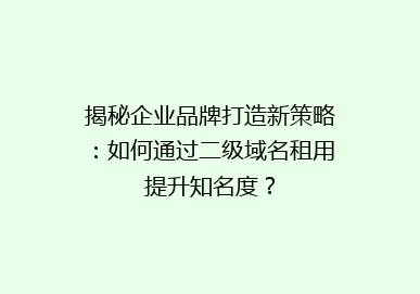 揭秘企业品牌打造新策略：如何通过二级域名租用提升知名度？