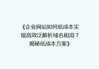 《企业网站如何低成本实现高效泛解析域名租用？揭秘低成本方案》