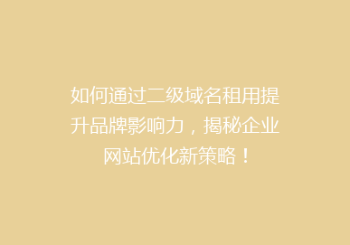 如何通过二级域名租用提升品牌影响力，揭秘企业网站优化新策略！