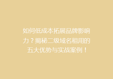 如何低成本拓展品牌影响力？揭秘二级域名租用的五大优势与实战案例！