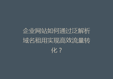 企业网站如何通过泛解析域名租用实现高效流量转化？