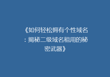 《如何轻松拥有个性域名：揭秘二级域名租用的秘密武器》
