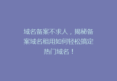 域名备案不求人，揭秘备案域名租用如何轻松搞定热门域名！