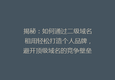 揭秘：如何通过二级域名租用轻松打造个人品牌，避开顶级域名的竞争壁垒？