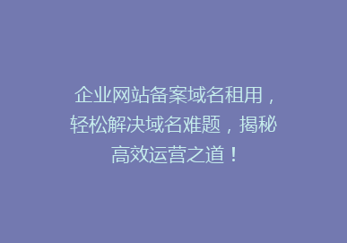 企业网站备案域名租用，轻松解决域名难题，揭秘高效运营之道！