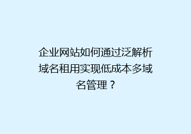 企业网站如何通过泛解析域名租用实现低成本多域名管理？