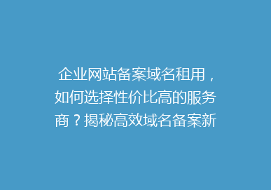 企业网站备案域名租用，如何选择性价比高的服务商？揭秘高效域名备案新攻略！