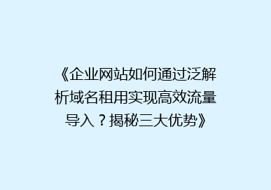 《企业网站如何通过泛解析域名租用实现高效流量导入？揭秘三大优势》