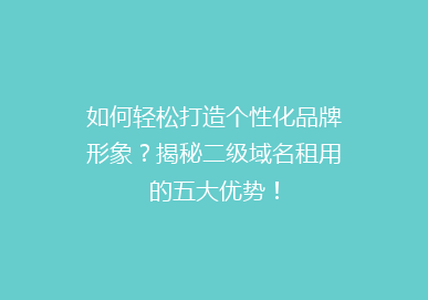 如何轻松打造个性化品牌形象？揭秘二级域名租用的五大优势！