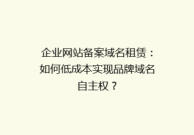 企业网站备案域名租赁：如何低成本实现品牌域名自主权？