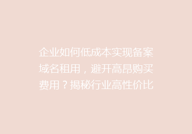 企业如何低成本实现备案域名租用，避开高昂购买费用？揭秘行业高性价比方案！