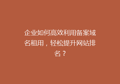 企业如何高效利用备案域名租用，轻松提升网站排名？