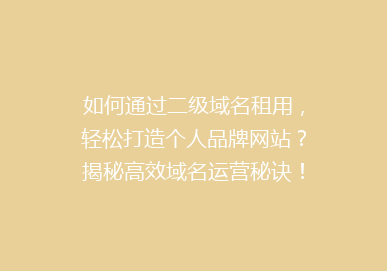 如何通过二级域名租用，轻松打造个人品牌网站？揭秘高效域名运营秘诀！