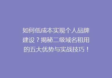 如何低成本实现个人品牌建设？揭秘二级域名租用的五大优势与实战技巧！