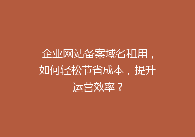 企业网站备案域名租用，如何轻松节省成本，提升运营效率？