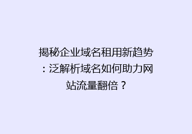 揭秘企业域名租用新趋势：泛解析域名如何助力网站流量翻倍？