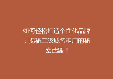 如何轻松打造个性化品牌：揭秘二级域名租用的秘密武器！