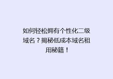 如何轻松拥有个性化二级域名？揭秘低成本域名租用秘籍！