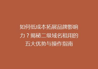 如何低成本拓展品牌影响力？揭秘二级域名租用的五大优势与操作指南
