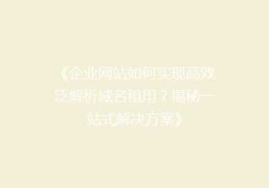 《企业网站如何实现高效泛解析域名租用？揭秘一站式解决方案》