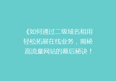 《如何通过二级域名租用轻松拓展在线业务，揭秘高流量网站的幕后秘诀！》