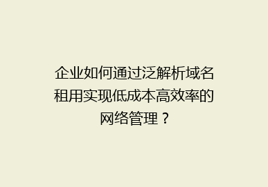 企业如何通过泛解析域名租用实现低成本高效率的网络管理？