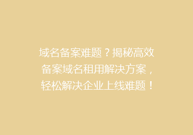 域名备案难题？揭秘高效备案域名租用解决方案，轻松解决企业上线难题！