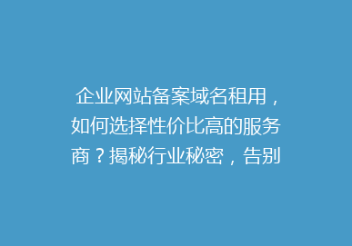 企业网站备案域名租用，如何选择性价比高的服务商？揭秘行业秘密，告别备案难题！