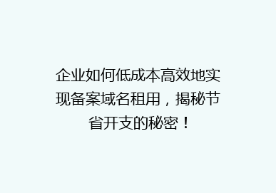 企业如何低成本高效地实现备案域名租用，揭秘节省开支的秘密！
