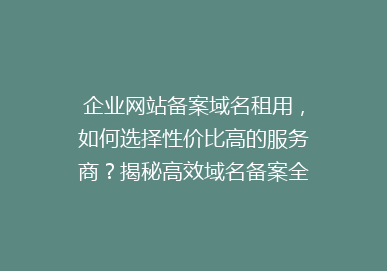 企业网站备案域名租用，如何选择性价比高的服务商？揭秘高效域名备案全攻略！
