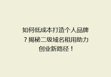 如何低成本打造个人品牌？揭秘二级域名租用助力创业新路径！