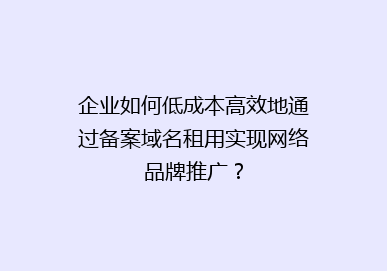 企业如何低成本高效地通过备案域名租用实现网络品牌推广？