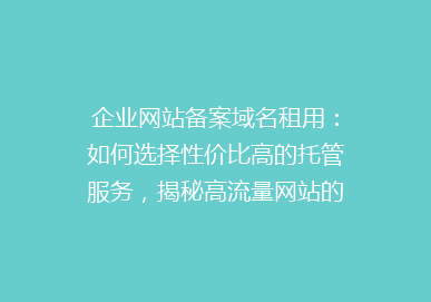 企业网站备案域名租用：如何选择性价比高的托管服务，揭秘高流量网站的秘诀！