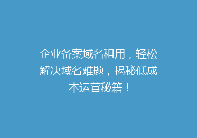 企业备案域名租用，轻松解决域名难题，揭秘低成本运营秘籍！