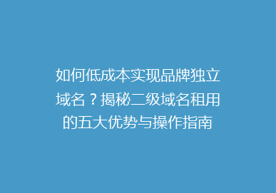 如何低成本实现品牌独立域名？揭秘二级域名租用的五大优势与操作指南
