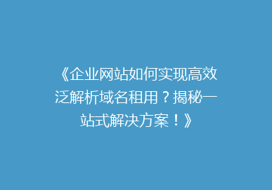 《企业网站如何实现高效泛解析域名租用？揭秘一站式解决方案！》