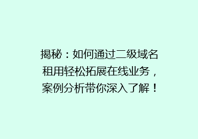 揭秘：如何通过二级域名租用轻松拓展在线业务，案例分析带你深入了解！