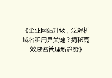 《企业网站升级，泛解析域名租用是关键？揭秘高效域名管理新趋势》