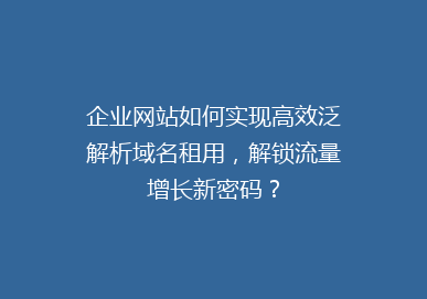 企业网站如何实现高效泛解析域名租用，解锁流量增长新密码？