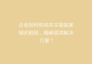 企业如何低成本实现备案域名租用，揭秘高效解决方案！