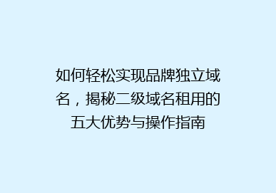 如何轻松实现品牌独立域名，揭秘二级域名租用的五大优势与操作指南