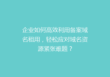 企业如何高效利用备案域名租用，轻松应对域名资源紧张难题？