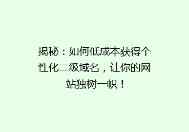 揭秘：如何低成本获得个性化二级域名，让你的网站独树一帜！
