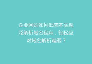 企业网站如何低成本实现泛解析域名租用，轻松应对域名解析难题？
