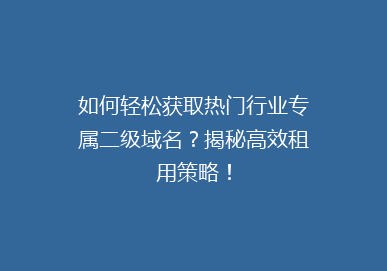 如何轻松获取热门行业专属二级域名？揭秘高效租用策略！