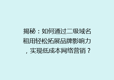 揭秘：如何通过二级域名租用轻松拓展品牌影响力，实现低成本网络营销？