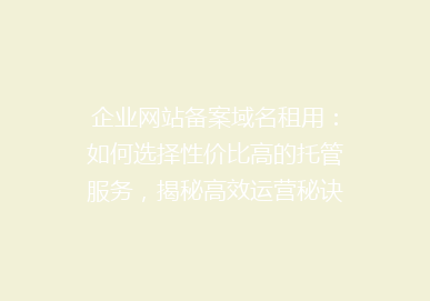 企业网站备案域名租用：如何选择性价比高的托管服务，揭秘高效运营秘诀！