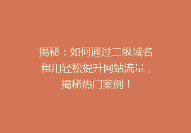 揭秘：如何通过二级域名租用轻松提升网站流量，揭秘热门案例！